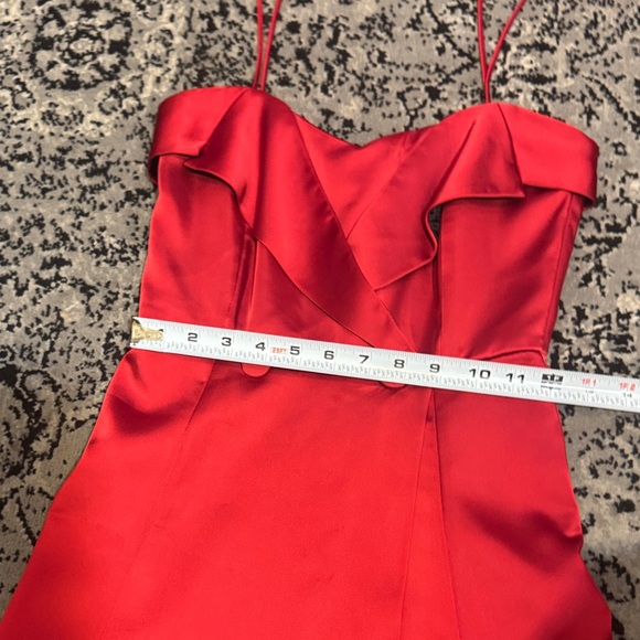 Elegant Red Satin Mini Dress - Picture 10 of 13